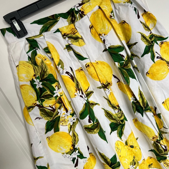 Grace Karin A-Line Skirt with Lemon Print - White and Yellow - Picture 5 of 6